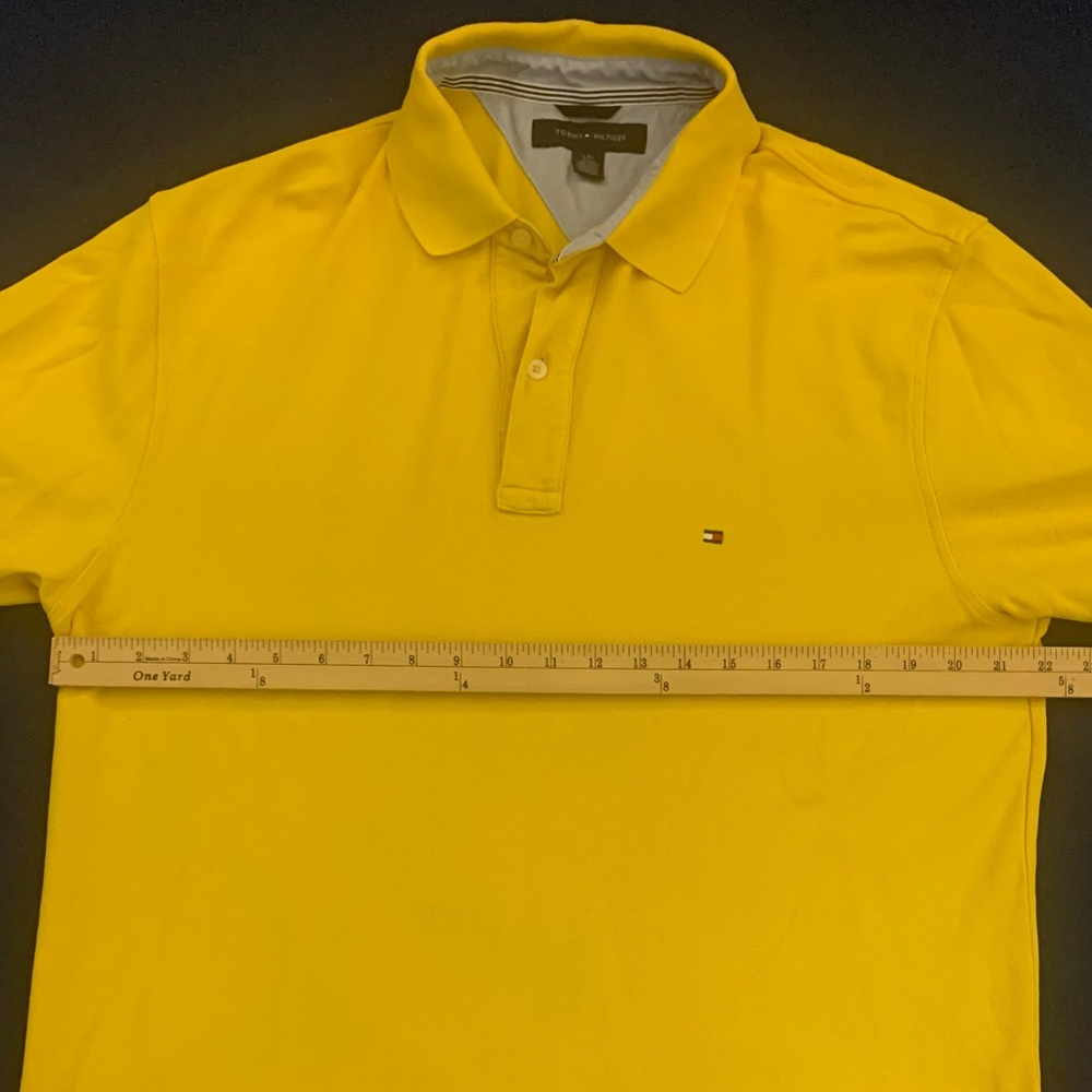TOMMY HILFIGER SS All Cotton Optic Yellow Polo - Picture 5 of 7